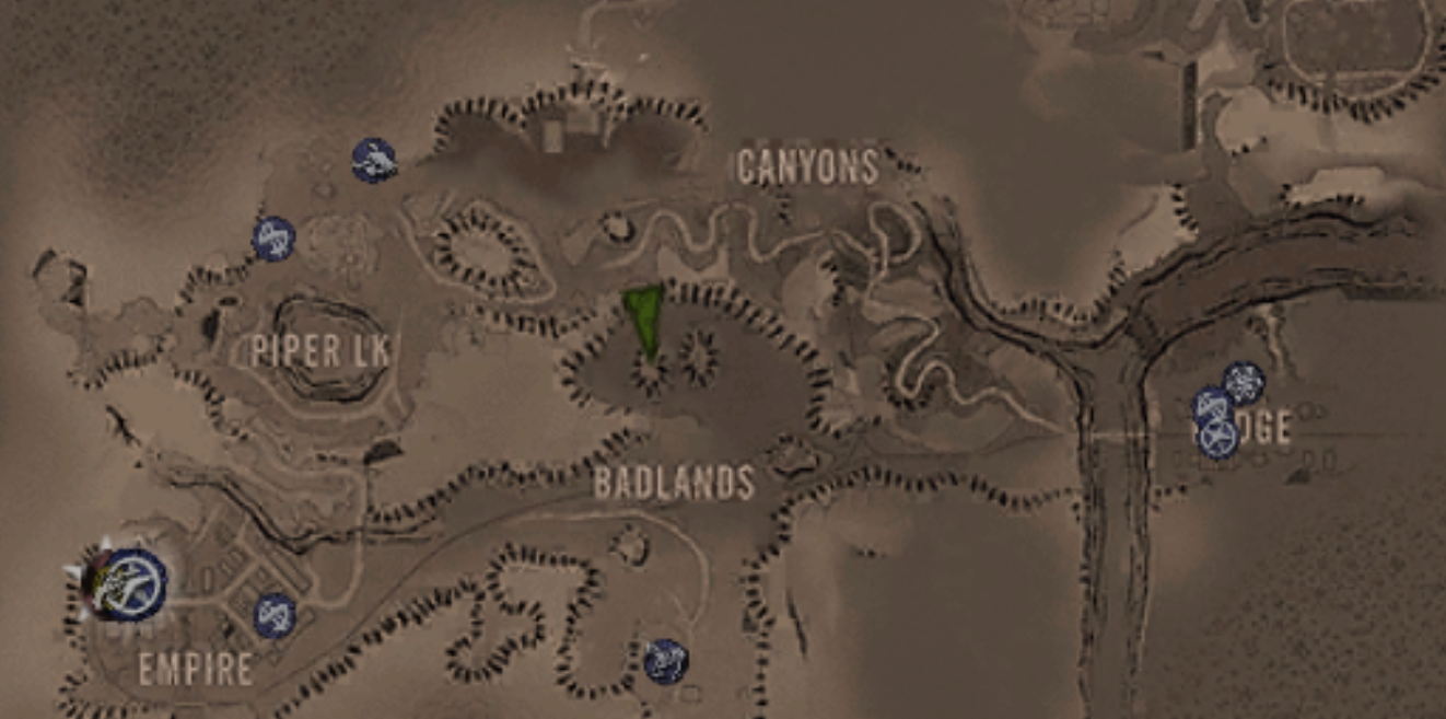 Gun Gold Mine in Badlands Map Location